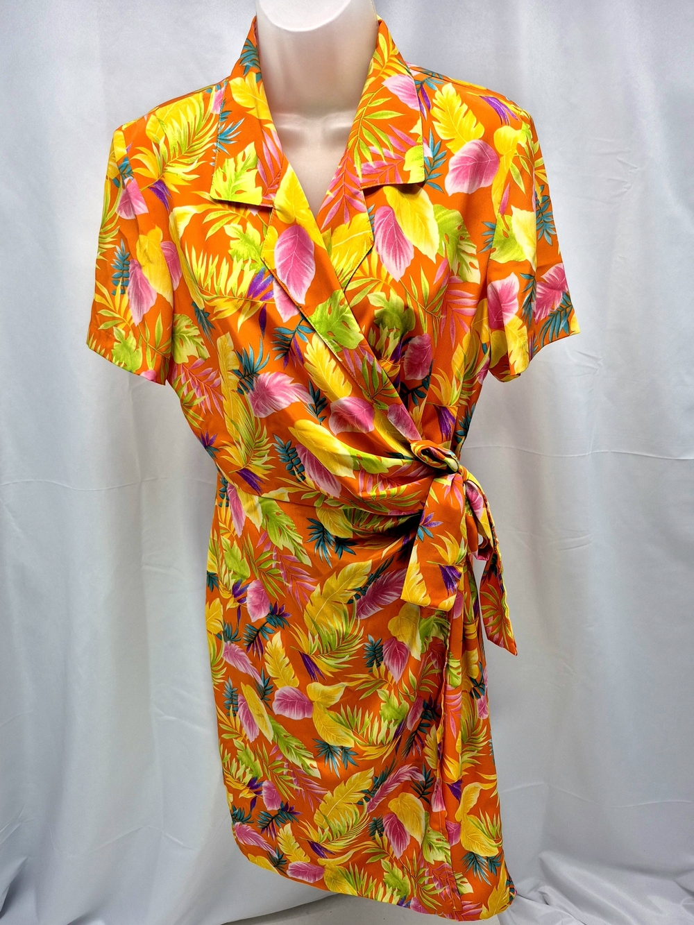 NWOT Mark Edwards Vintage Tropical Wrap Dress Size 8 Rare Resort Wear Bold Print